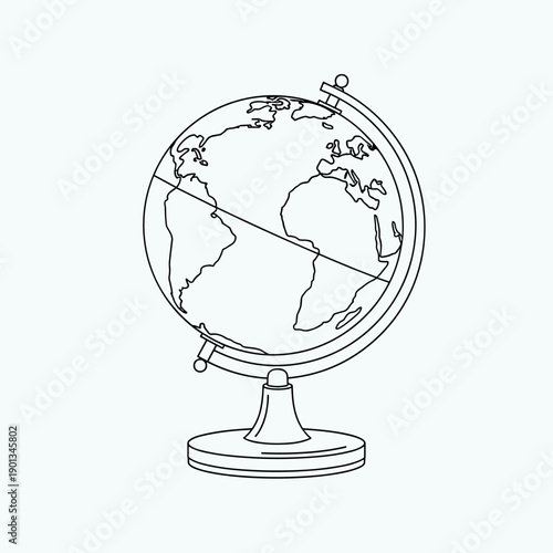 Globe on white background showing Earth map and continents