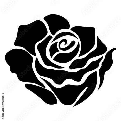 Blooming rose head flat icon flower