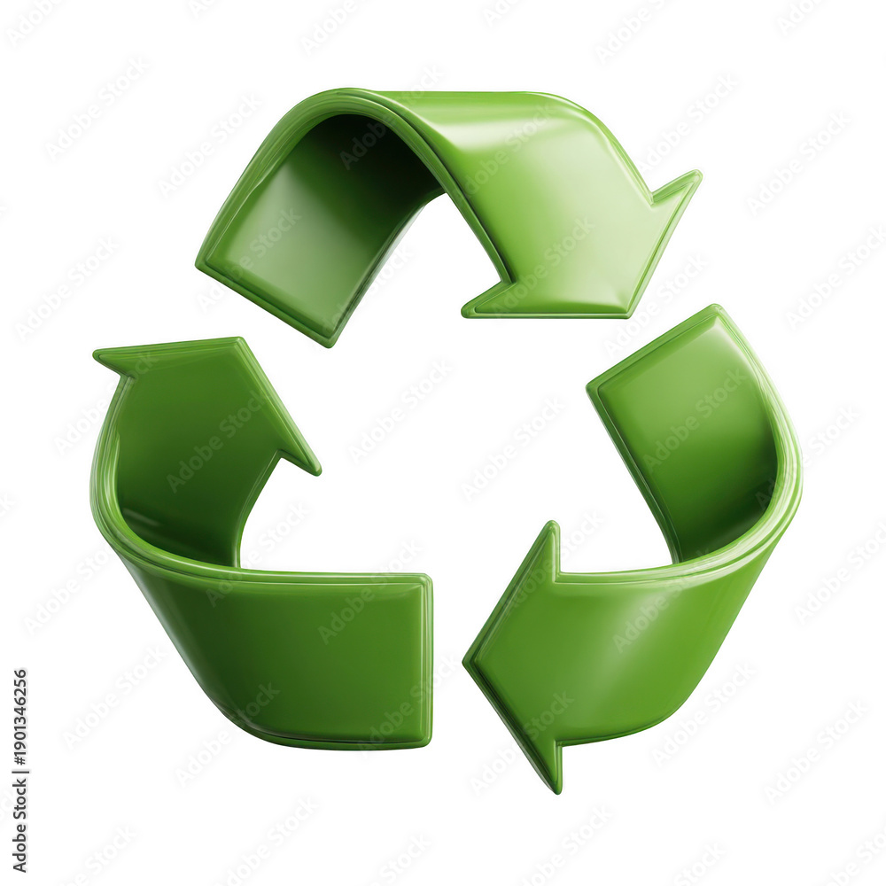 Obraz premium Recycling symbol representing environmental sustainability and eco-friendly practices isolated on transparent background