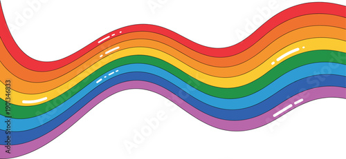 Rainbow wave abstract background illustration. Smooth layered curved stripes in vibrant colors. Modern colorful vector design for banners, posters, wallpapers and creative layouts.