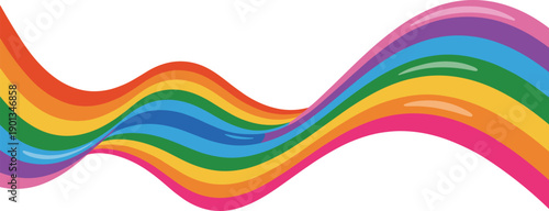 Colorful rainbow wave illustration background. Smooth flowing curved stripes in vibrant gradient colors. Modern abstract vector design for banners, posters and creative layouts.