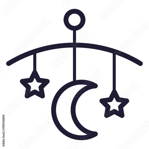 Baby bed bell stroke icon