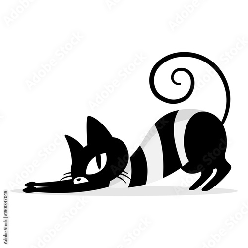 Black cat scratching cartoon