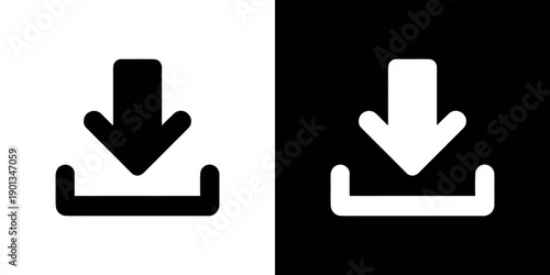 Black and white download arrow on contrasting backgrounds black arrow white arrow