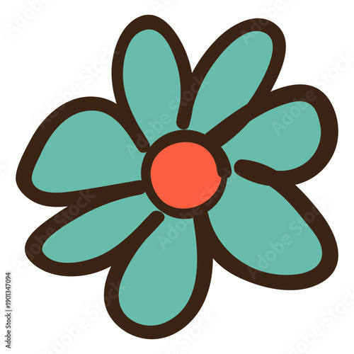 Simple flower colored doodle