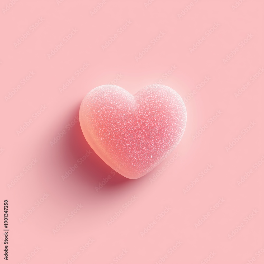 Fototapeta premium Soft Pink Heart with Glittery Texture on Pastel Background