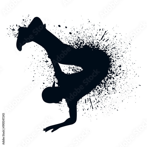 Hip hop handstand splash paint silhouette