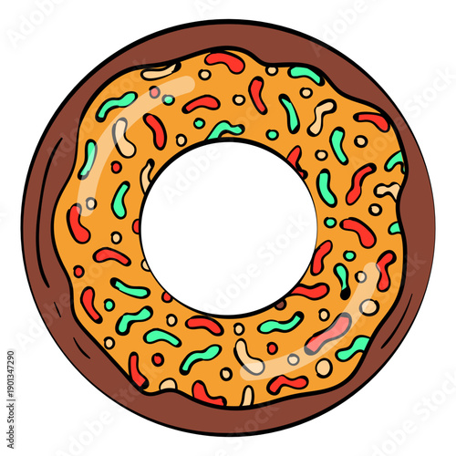 Chocolate caramel doughnut cartoon