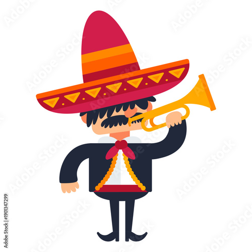Mariachi playing trumpet cartoon