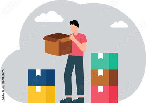 Parcel Location,parcel and mail delivery service and tracking app illustration  ,