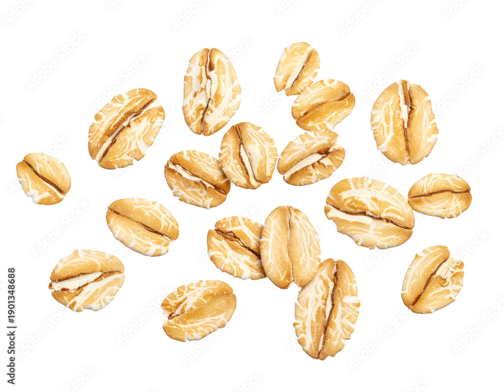 Obraz premium Oat flakes scattered on transparent background