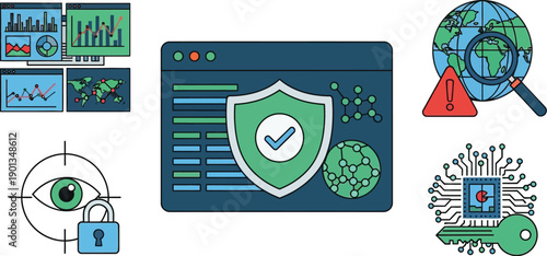 Cyber Security and Data Protection Icons Collection