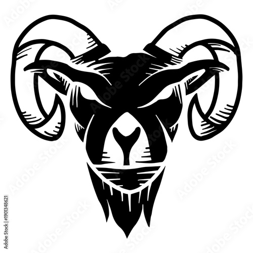 Goat horn angry detailed tattoo silhouette