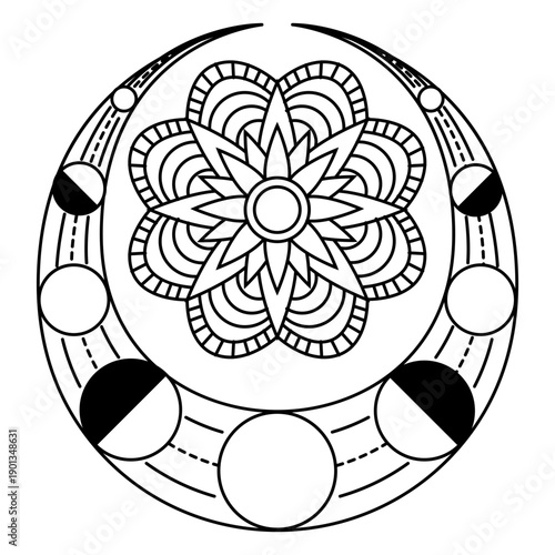 Moon sun ray crescent stroke celestial body