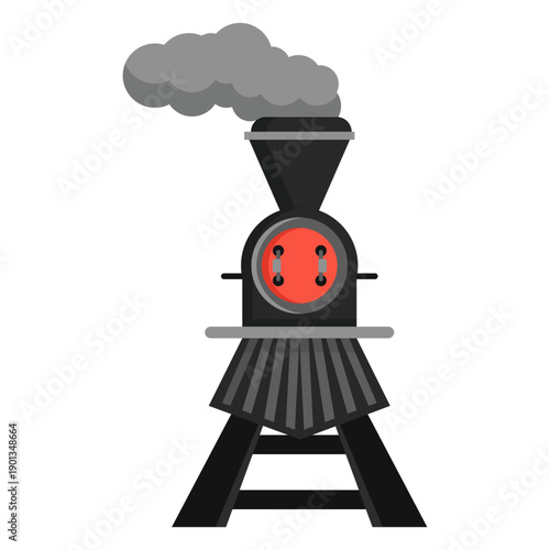 Steam locomotive pilot railway illustration
