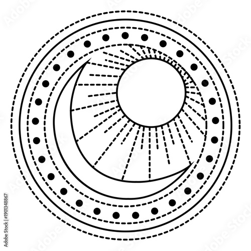 Moon sun crescent ray spot stroke celestial body