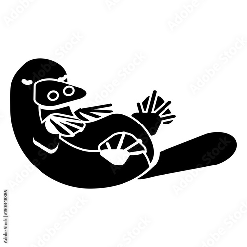 Platypus tail beak leg duckbill detailed silhouette animal