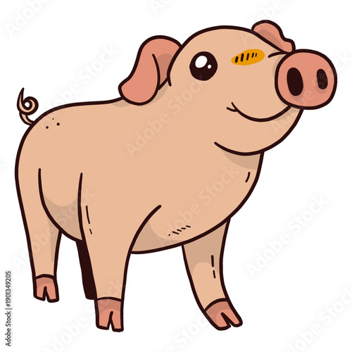 Cute pig snout hoof ear flat