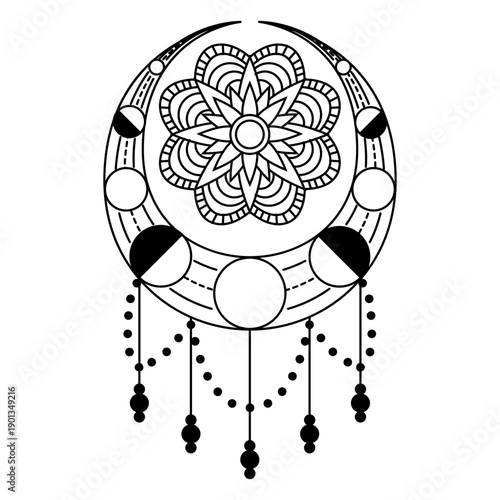 Moon sun ray crescent spot stroke celestial body