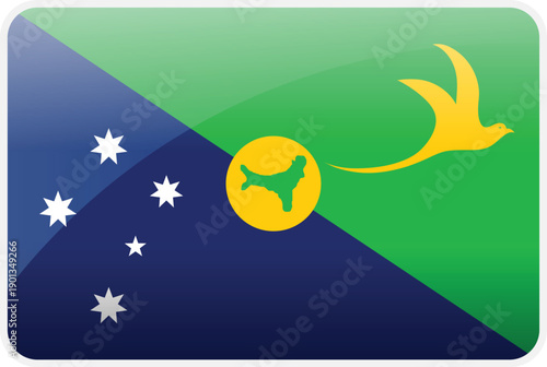 Christmas Island Flag Icon - National Symbol of Australian External Territory, Glossy Vector Design for Christmas Islanders