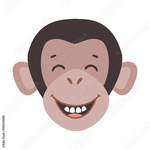 Monkey muzzle laughing tooth flat sticker