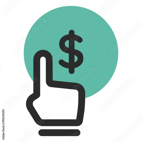 Hand pointer on money icon