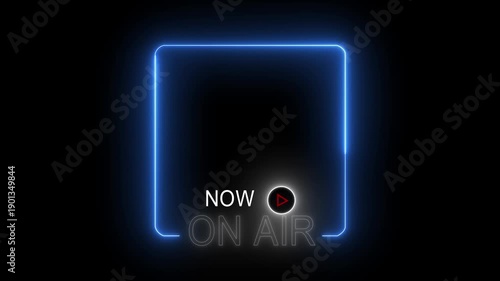 Now on-air bright flickering neon lights podcast template animation loop background element design 4k video...
