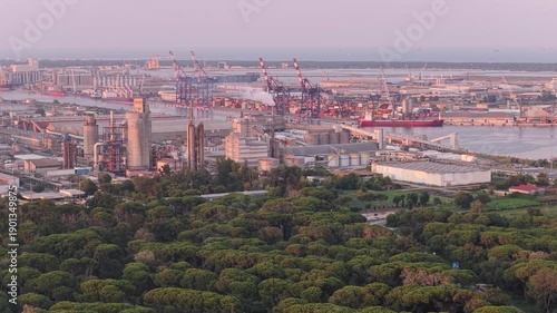 Wallpaper Mural Drone view showcasing its chemical, petrochemical, and port industries at sunset, Ravenna, Italy Torontodigital.ca