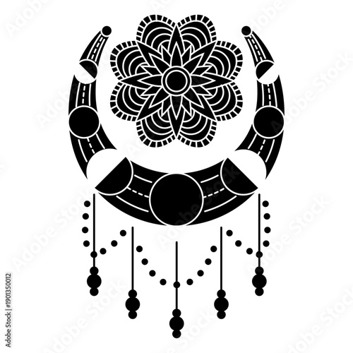 Sun moon ray crescent spot detailed silhouette celestial body