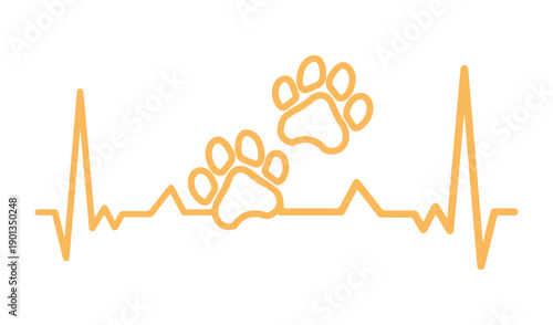 Heartbeat paw print cardiogram stroke