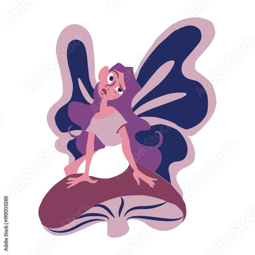 Fairy wing sitting mushroom flat