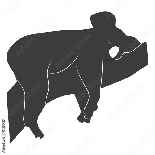 Koala ear leg nose branch silhouette animal