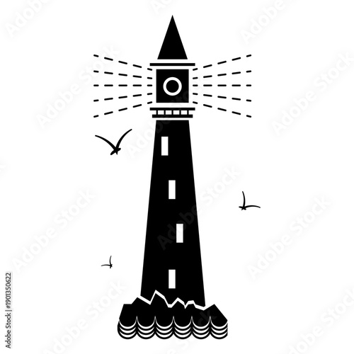 Lighthouse sea bird searchlight floodlight tower silhouette