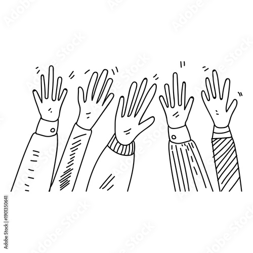 Raised hands doodle icon
