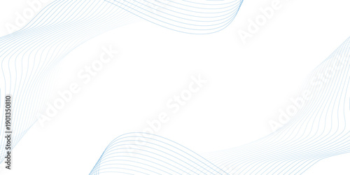 Abstract blue smooth wave on a white background. Dynamic sound wave. Design element. Vector illustration.