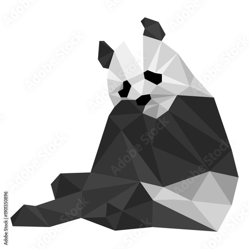 Panda sitting ear spot muzzle fat low poly animal