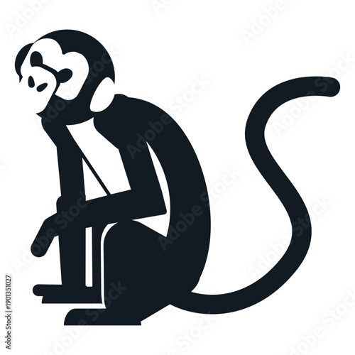 Monkey sitting leg tail muzzle detailed silhouette animal