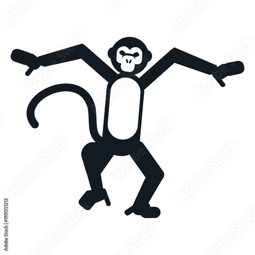 Monkey leg tail muzzle dancing detailed silhouette animal