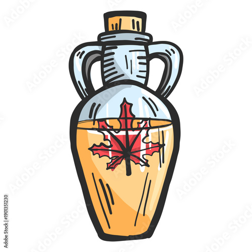 Amphora pot liquid leaf maple colored sketch