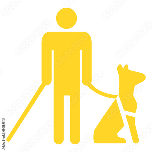 Blind person dog stick cane detailed silhouette