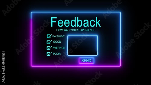 Digital feedback form interface concept on the transparent background. Perfect for customer feedback, digital onboarding, user experience in web applications. Motion graphics of feedback 4k video.