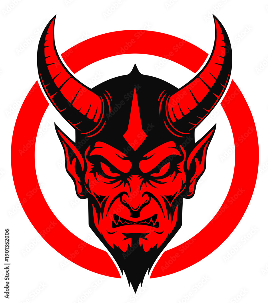 Obraz premium vector illustration of a stylized devil's head