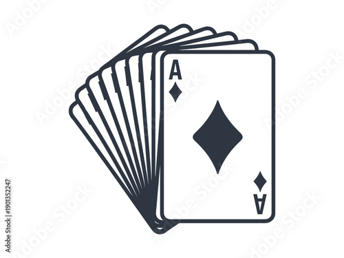 Ace of Diamonds Playing Card Icon with Fan of Cards, Poker and Casino Theme