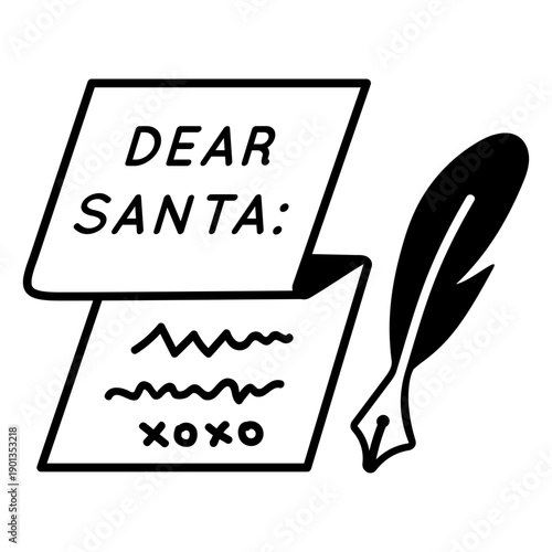 Christmas dear santa letter icon outline
