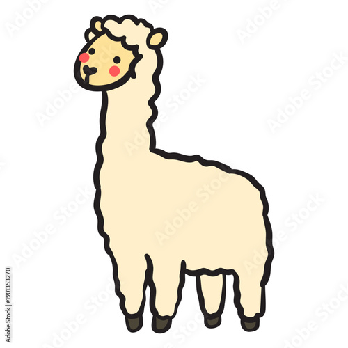 Cute llama standing profile