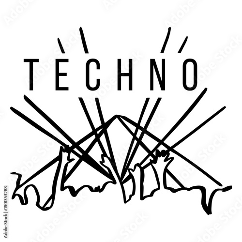 Concert techno hand drawn symbol black