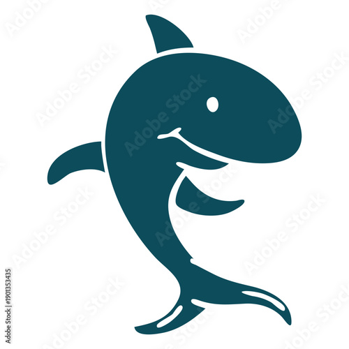Shark running detailed silhouette