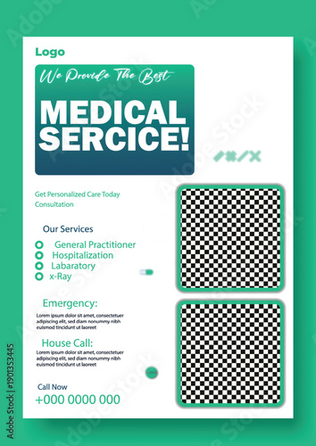 Digital Health Care Marketing Banner Template. Hospital & Clinic Advertising Design Concept. Clean Medical Service Promotional Poster. Healthcare Website Hero Banner Design.	
