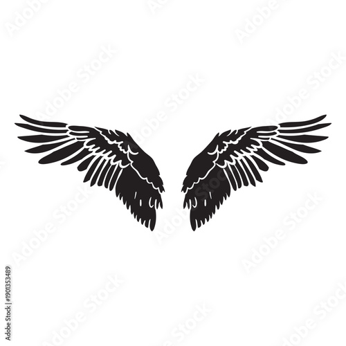 Bird angel wings spread cut out black