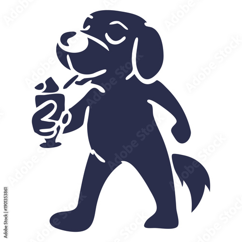 Dog cocktail detailed silhouette